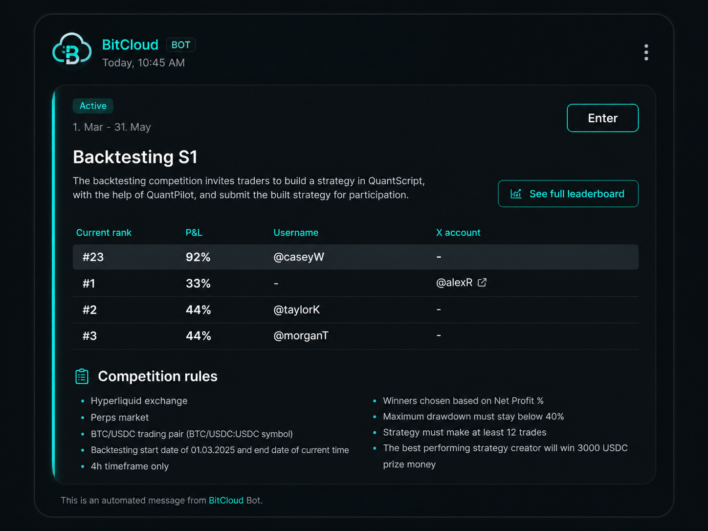 BitCloud Arena interface